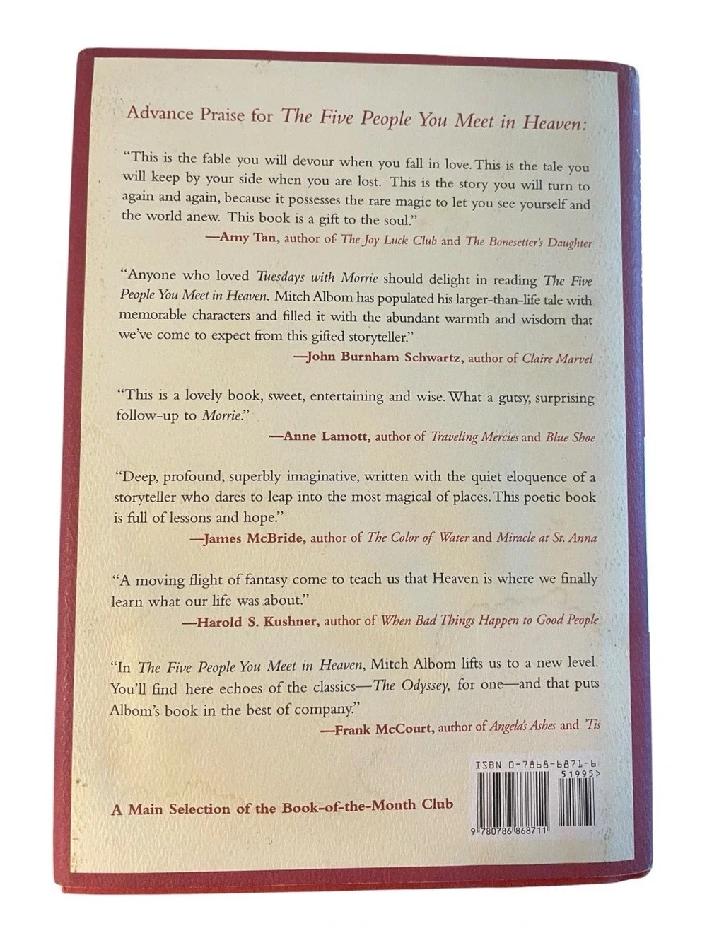 The Five People You Meet in Heaven by Itch Albom NY Times Bestseller